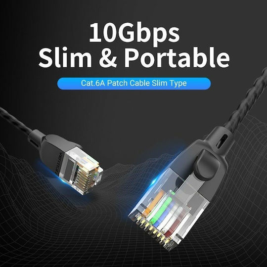 Vention U/UTP Cat.6a (Gigabit) Καλώδιο Δικτύου Ethernet 3m Μαύρο