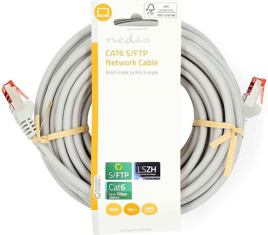 Nedis U/UTP Cat.6 (Gigabit) Καλώδιο Δικτύου Ethernet 10m Γκρι