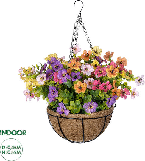 Globostar Artificial Garden Gerbera Hanging Plant 20635 Τεχνητό Κρεμαστό Διακοσμητικό Φυτό Ζέρμπερας Y55cm