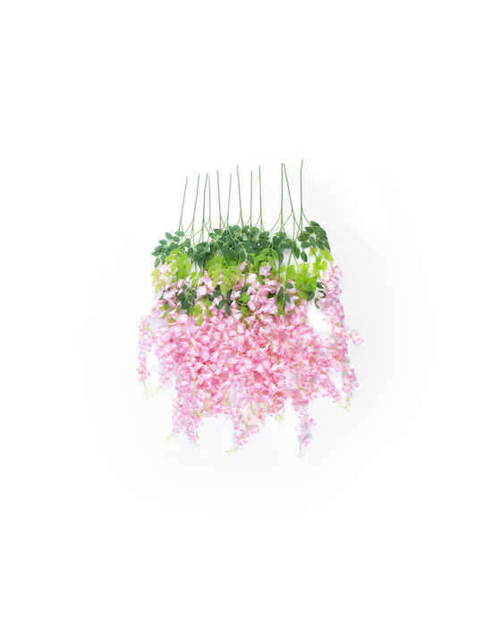 Globostar Artificial Garden Pale Pink Wisteria Flower Branch 21511 Set of 12 Artificial Decorative Wisteria Branches Soft Pink F45 X H120cm