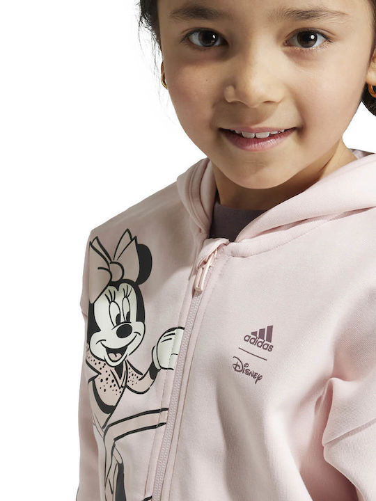 Sportlich Kinderstrickjacke Baumwolle mit Kapuze Rosa