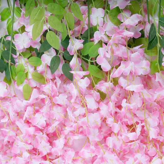 Globostar Artificial Garden Pale Pink Wisteria Flower Branch 21511 Set of 12 Artificial Decorative Wisteria Branches Soft Pink F45 X H120cm