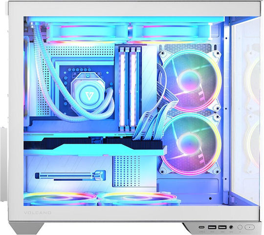 Modecom Panorama ARGB 7F Gaming Midi-Turm Computergehäuse mit Seitenfenster Weiß