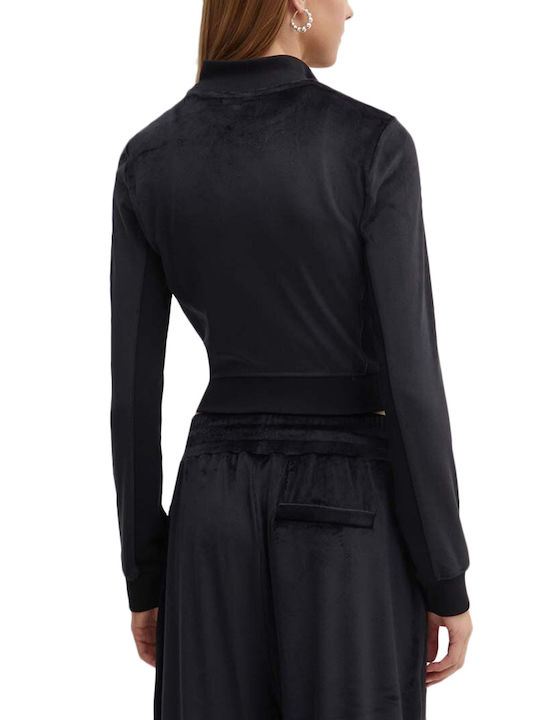 Long Women's Sweatshirt Jacket Velvet Black