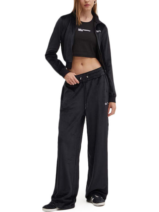 Long Women's Sweatshirt Jacket Velvet Black