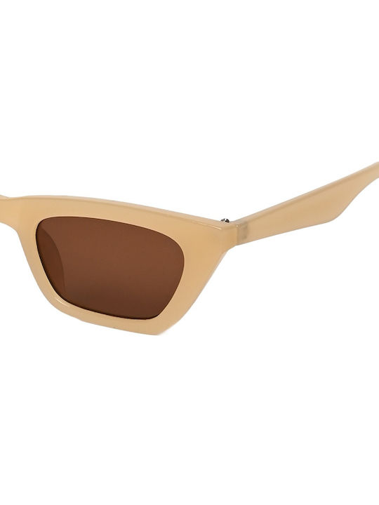 AV Sunglasses Karen Women's Sunglasses with Beige Plastic Frame and Brown Lens