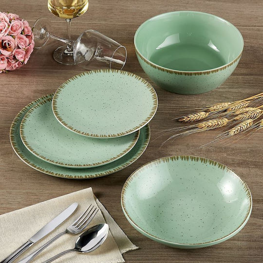 Dot Plate Shallow made of Porcelain Pistachio with Diameter 27cm