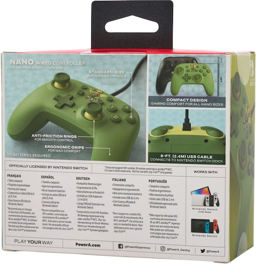 PowerA Toon Link Ενσύρματο Gamepad για Switch Πράσινο
