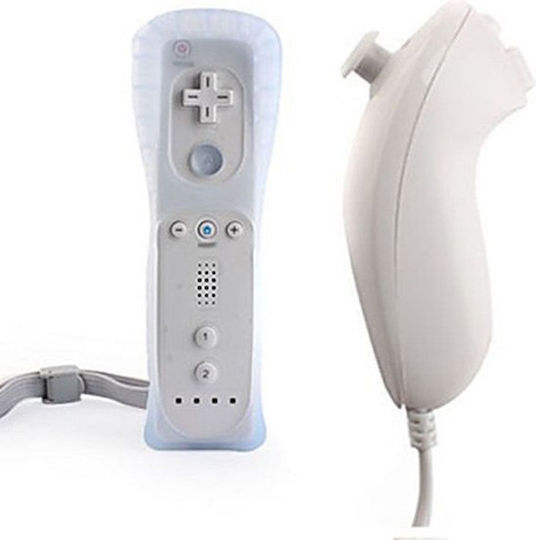 Wii Remote & Nunchuck Ενσύρματο Gamepad για Wii / Wii U White