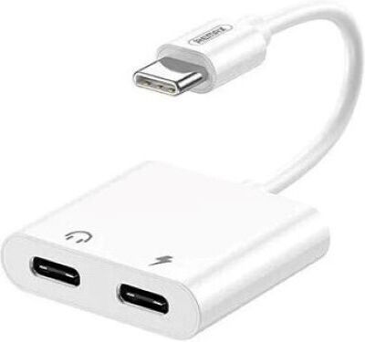 Remax RL-LA11 Μετατροπέας USB-C male σε 3.5mm / USB-C female Λευκό