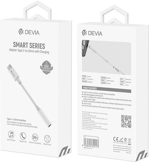 Samsung Μετατροπέας USB-C male σε USB-C female Λευκό 1τμχ EE-UC10JUWE