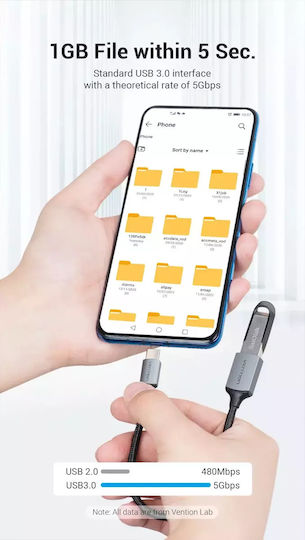 Vention Ccxhb Μετατροπέας USB-C male σε USB-A female Γκρι 1τμχ