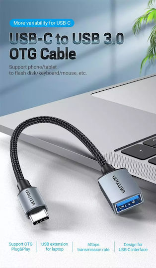 Vention Ccxhb Μετατροπέας USB-C male σε USB-A female Γκρι 1τμχ