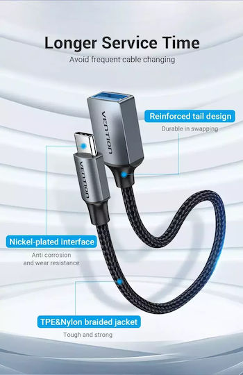 Vention Ccxhb Μετατροπέας USB-C male σε USB-A female Γκρι 1τμχ