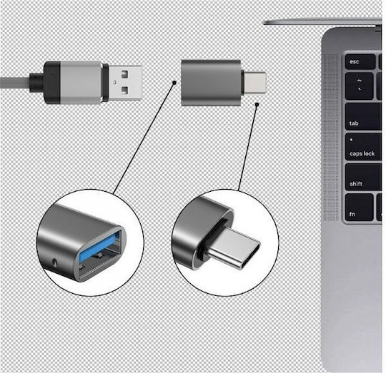 Swissten Converter USB-C male to USB-A female Gray 1pcs 55500100