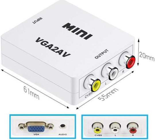 ATC Μετατροπέας 3.5mm / VGA female σε RCA female Λευκό 1τμχ 02.004.0029