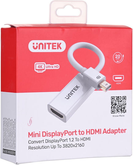 Unitek Converter mini DisplayPort male to HDMI female White 1pcs Y-6331