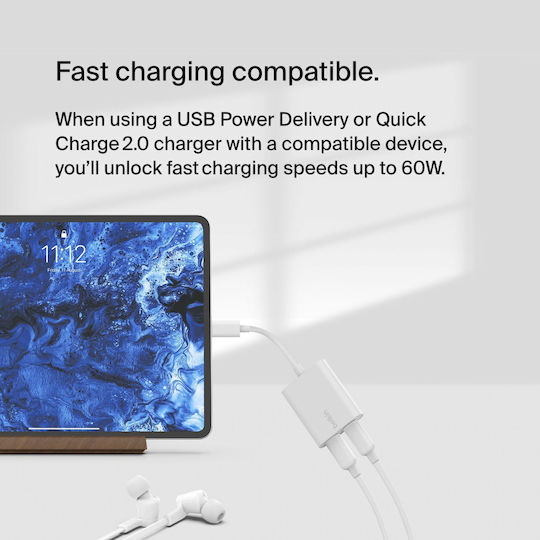 Belkin Connect Converter USB-C male to USB-C 2x female White 1pcs