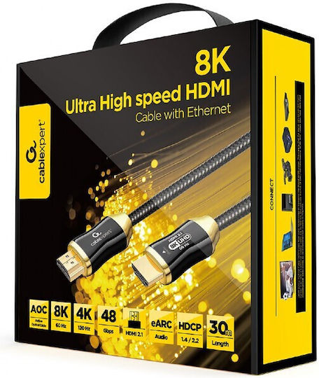 Cablexpert High Speed HDMI 2.1 Ultra High Speed 48Gbps 4K 120Hz HDR VRR Cable HDMI Male - HDMI Male 5m Black