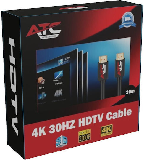 ATC HDMI 2.0 Premium High Speed 4K 60Hz HDR Cable HDMI Male - HDMI Male 20m Black