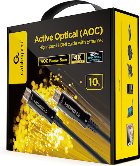 Cablexpert Active Optical Aoc HDMI 2.0 Premium High Speed 4K 60Hz HDR Cable HDMI Male - HDMI Male 10m Black