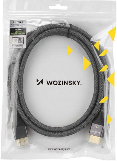 Wozinsky HDMI 2.1 Cablu HDMI de sex masculin - HDMI de sex masculin 2m Gri