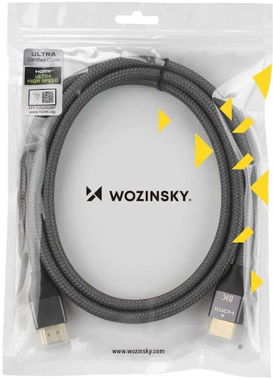 Wozinsky HDMI 2.1 Ultra High Speed 48Gbps 4K 120Hz HDR VRR Cable HDMI male - HDMI male 3m Γκρι