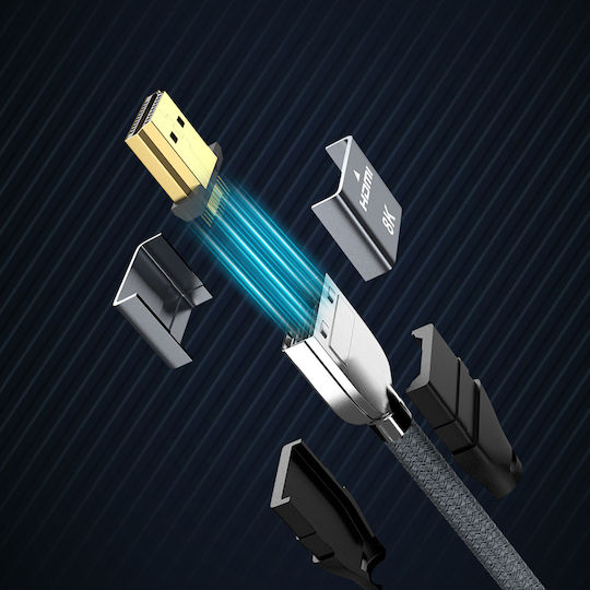 Wozinsky HDMI 2.1 Ultra High Speed 48Gbps 4K 120Hz HDR VRR Cable HDMI male - HDMI male 3m Γκρι