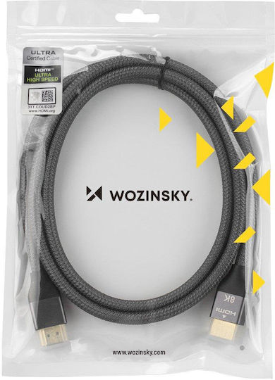 Wozinsky HDMI 2.1 Ultra High Speed 48Gbps 4K 120Hz HDR VRR Cable HDMI Male - HDMI Male 1m Gray