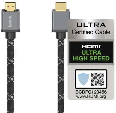 HAMA Cablu HDMI Ultra High Speed 2.1 Ultra High Speed 48Gbps 4K 120Hz HDR VRR HDMI De Sex Masculin - HDMI De Sex Masculin 2m Negru