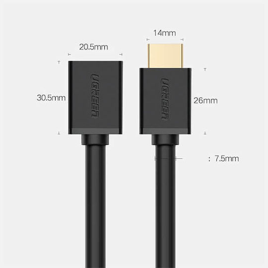 Ugreen HD107 Cable HDMI male - HDMI female 3m Μαύρο