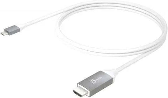 J5 Create HDMI 2.0 Премиум Висока Скорост 4K 60Hz HDR Кабел HDMI Мъжки - USB-C Мъжки 1.8м Бял