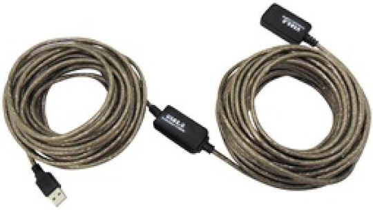 USB 2.0 Cablu USB-A - USB-A female Negru 20m 04.001.0323
