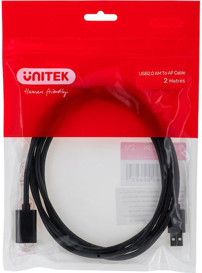 Unitek USB 2.0 Cable USB-A male - USB-A female Μαύρο 2m (Y-C450GBK)
