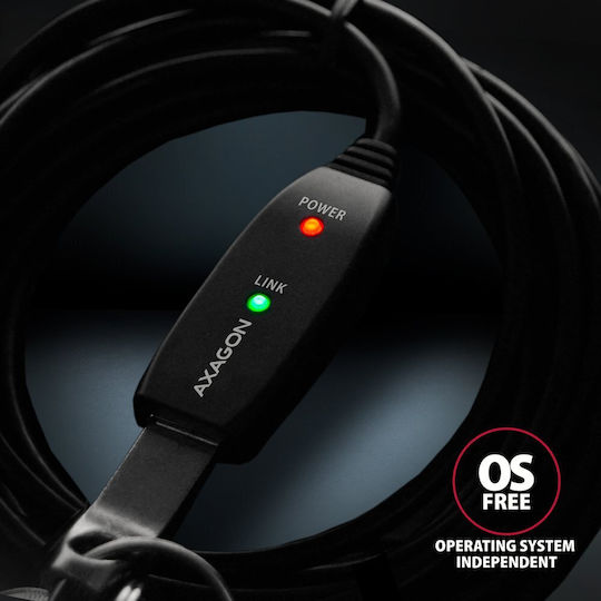 Axagon USB 2.0 Kabel USB-A-Stecker - USB-A-Buchse Schwarz 5m ADR-205