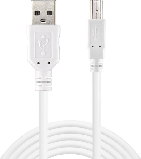 Sandberg 1.8m USB 2.0 Cable A-Male to B-Male White (502-78)