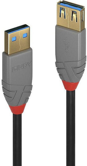 Lindy USB 3.0 Кабел USB-A женски - USB-A мъжки Черен 0.5м 36760