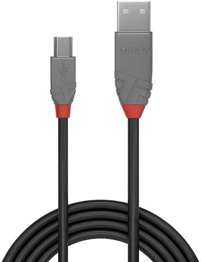 Lindy USB 2.0 Kabel Mini-USB-B-Stecker - USB-A-Stecker Schwarz 5m 36725