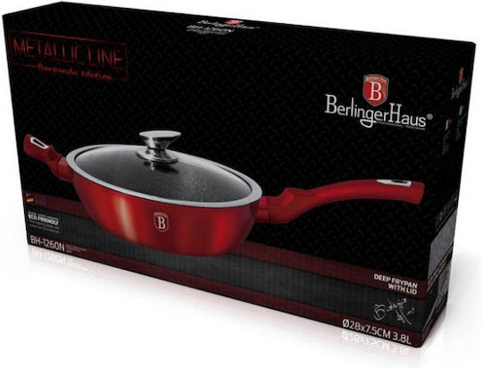 Berlinger Haus Metallic Line Pan With Lid made of Aluminum with Stone Coating Burgundy Collection 28cm