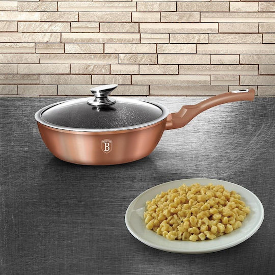 Berlinger Haus Rosegold Cast Aluminum Pan with Lid and Stone Interior Coating 24cm