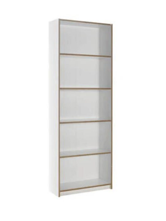 Kids Wooden Bookcase White 64x26x182cm