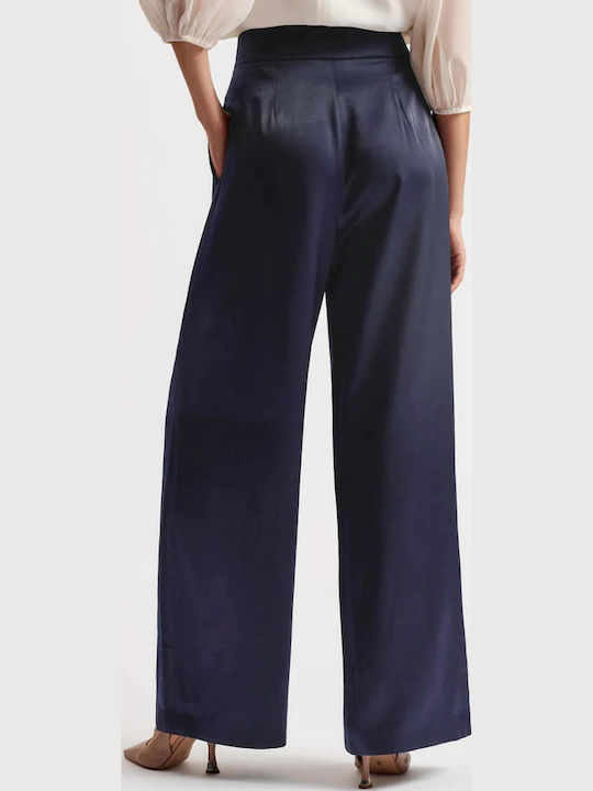 Ted Baker Γυναικείο Υφασμάτινο Παντελόνι Wide Μπλε