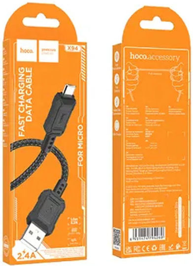 Hoco Leader X94 Regular USB 2.0 to micro USB Cable Μαύρο