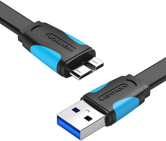 Vention Flat USB 3.0 spre micro USB Cablu Negru 2m (VAS-A12-B200) 1buc