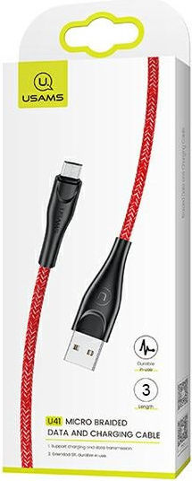 Usams SJ399 U41 Плетена USB 2.0 до микро USB кабел Червен 3м 1бр