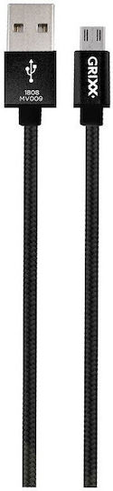 Grixx Braided USB 2.0 to micro USB Cable Μαύρο 1m (GROSGCAMUSBFBK01)