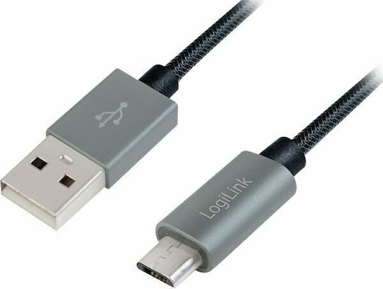 LogiLink Braided USB 2.0 to micro USB Cable Γκρι 1m (CU0132)