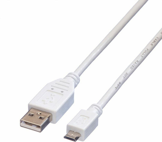 Value Regular USB 2.0 to micro USB Cable Λευκό 0.8m (11.99.8754-10)