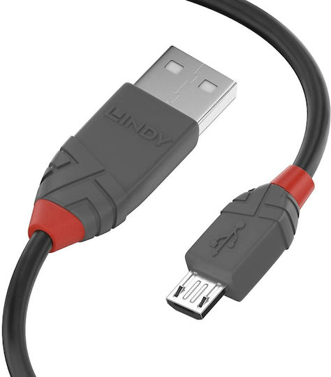 Lindy Regular USB 2.0 to micro USB Cable Γκρι 2m (36733)