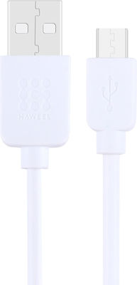 Haweel Regular USB 2.0 to micro USB Cable Λευκό 1m